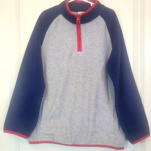 Boy Medium zip neck gray navy blue red trim jacket raglan long CRAZY 8